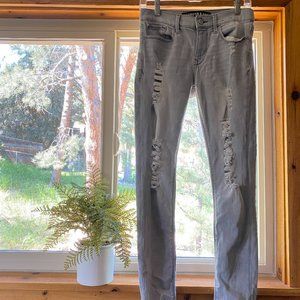 Express Light Grey Ripped Skinny Jeans